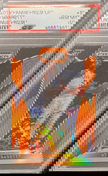 2019 PANINI PRIZM DRAFT PICKS #3 RJ BARRETT ORANGE PRIZM PSA 10