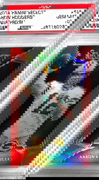 2014 Select Aaron Rodgers Orange Prizm #/75 PSA 10