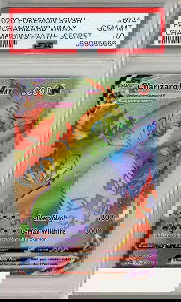 2020 POKEMON SWSH CHAMPIONS PATH FA CHARIZARD VMAX #074 SECRET PSA 10