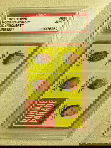 1962 Topps #598 Rookie Outfielders PSA 7 NM LUPLOW JIMENEZ GOSS JIM HICKMAN