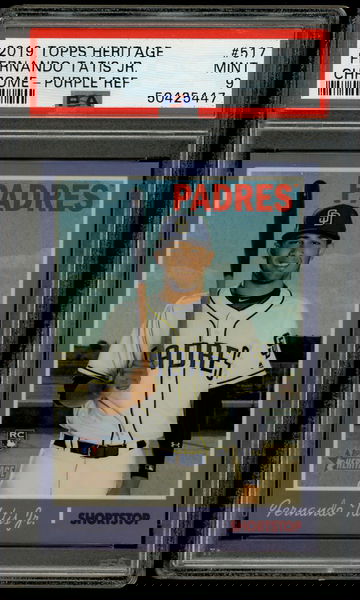 2019 Topps Heritage Fernando Tatis Jr Chrome Purple Refractor PSA 9 RC