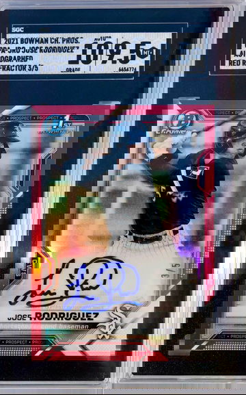 2021 Bowman Chrome Jose Rodriguez Red Auto /5 SGC 9.5 Auto 10