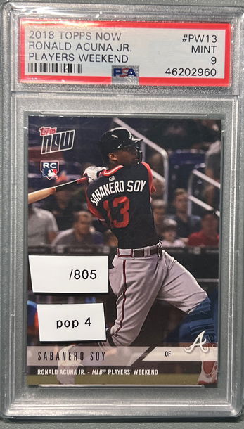 2018 Topps Now Ronald Acuna RC Nickname Players Weekend SP PSA 9