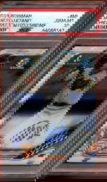 Marco Luciano 2019 Bowman Prospect Auto Chrome PSA 10