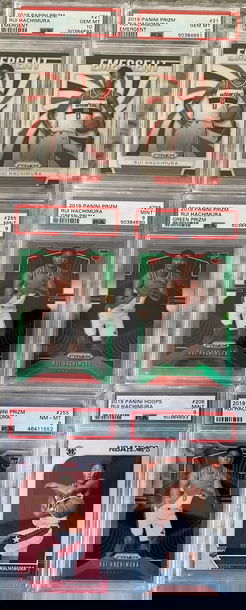 Rui Hachimura Prizm Hoops LOT (x2-PSA10, x3-PSA9, x1-PSA8)