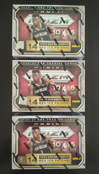 3X 2020-21 Panini Prizm NBA Mega Boxes - Red Ice Prizms - In Hand OBO