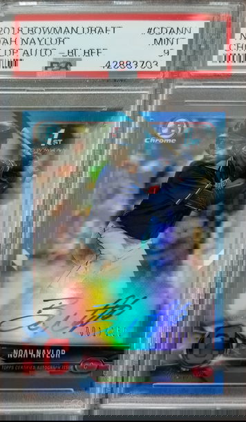 Noah Naylor Bowman Chrome Auto Blue Ref - PSA 9