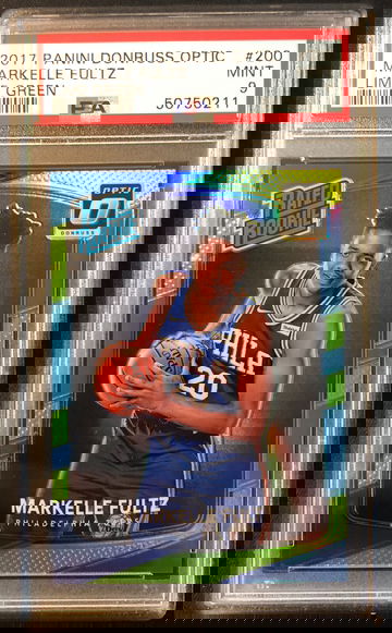 2017 Donruss Optic #200 Markelle Fultz Lime Green Prizm Rated Rookie RC PSA 9 Mint #'d /175
