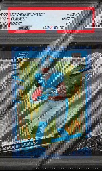 2023 Donruss Optic Rated Rookie Purple Shock Jahmyr Gibbs #236 PSA 9