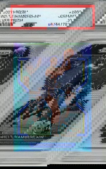 2021 PANINI PRIZM SILVER PRIZM #260 WILT CHAMBERLAIN CARD WARRIORS PSA 10