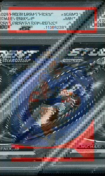 2024 Panini Prizm Draft Picks Student Orientation Red Ice Prizm Michael Penix Jr. #SO-MPJ PSA 9