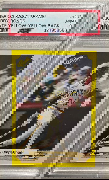 1987 CLASSIC TRAVEL BARRY BONDS #113 UPDATE YELLOW-YELLOW BACK RC MINT