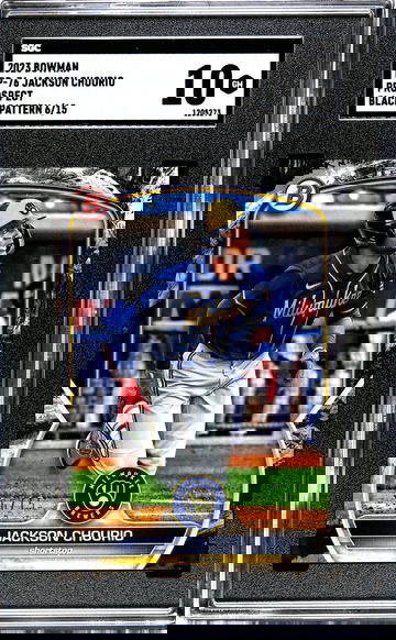 2023 Bowman Jackson Chourio Black Pattern Paper #'d 6/15 Brewers SGC 10 GEM MINT