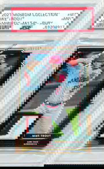 2021 Museum Collection #MT Mike Trout Meaningful Materials Relic-RUBY PSA 9 MINT!