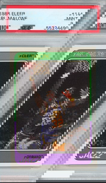 1988 FLEER KARL MALONE #114 UTAH JAZZ HOF PSA 9 MINT