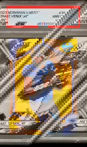 2023 Bowman U Best Michael Penix Jr Yellow 71/75 PSA 9 Mint RC Washington SP