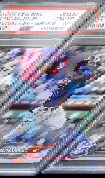 PSA 10 - 2018 TOPPS UPDATE RONALD ACUNA JR. RC #US250 RAINBOW FOIL 