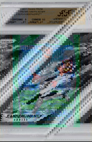 2017 Panini Prizm Prizms Green Scope /99 Carson Wentz BGS 9.5