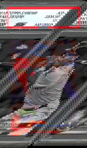 RAFAEL DEVERS RC PSA 10 2018 TOPPS CHROME #25 BATTING RED SOX