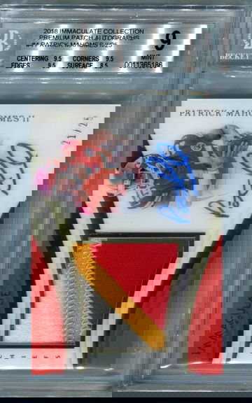 2018 Immaculate Collection Patrick Mahomes /25 premium patch BGS 9 auto 9