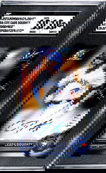 2022 Bowman Draft Black Refractor Cade Doughty #CDA-CDY Auto /75 SGC 10 Auto 10