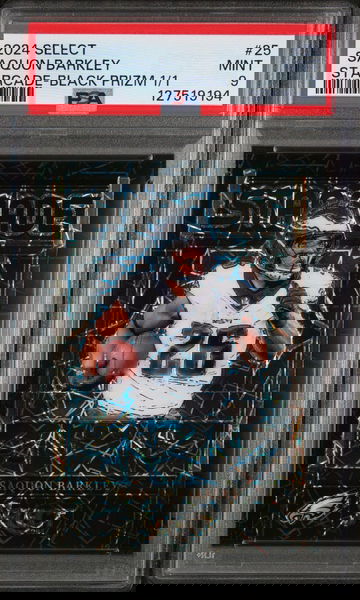 2024 Panini Select Starcade Black Prizm 1/1 Saquon Barkley #25 PSA 9