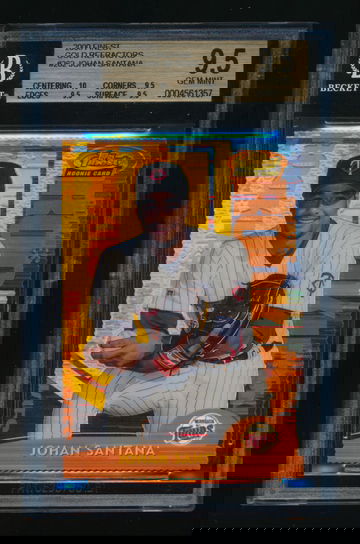 2000 Topps Finest #262, Johan Santana RC GOLD Refractor /100, BGS 9.5 HI SUBS