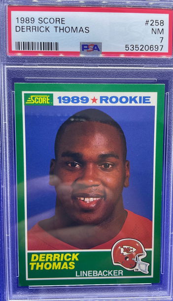 1989 Score Derrick Thomas #258 Kansas City Chiefs Rookie RC HOF PSA 7 NM