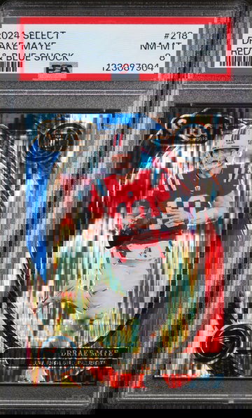 2024 Panini Select Red & Blue Shock Drake Maye #218 PSA 8