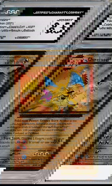 2021 POKEMON CELEBS CLASSIC COLL GOLD METAL UPC CHARIZARD #4 CGC 8.5