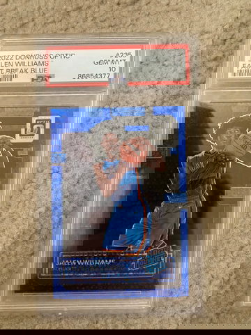 2022 Donruss Optic Jalen Williams Fast Break Blue Prizm RC #45/49 PSA 10