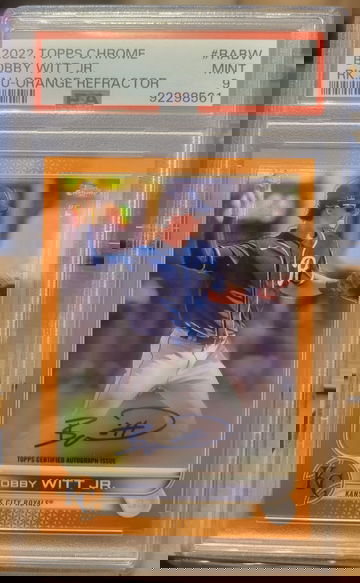 2022 Topps Chrome Bobby Witt Jr Rookie Auto Orange Refractor /25 PSA 9