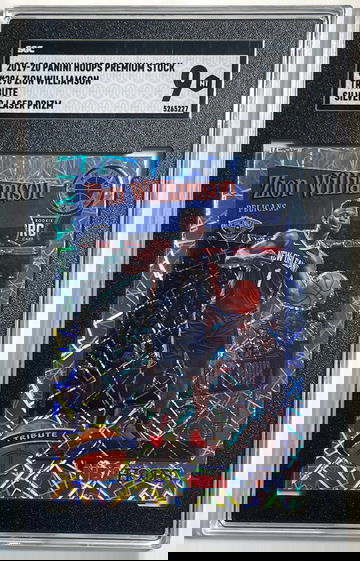 2019 2020 Panini Hoops Premium Stock #296 Zion Williamson Tribute Silver Laser Prizm SGC 9