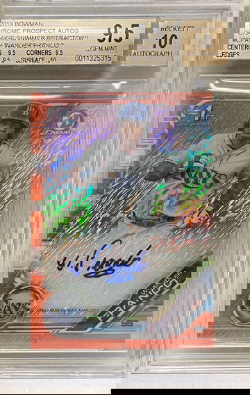2019 Bowman Chrome Orange Shimmer Wander Franco Auto /25