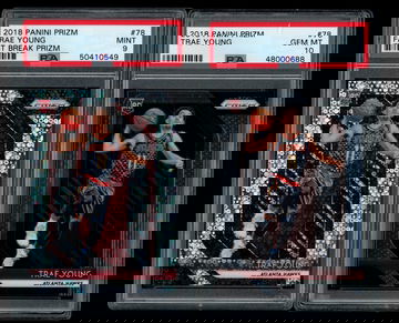 2018-19 Prizm Trae Young #78 PSA 10 & #78 Fast Break PSA 9 
