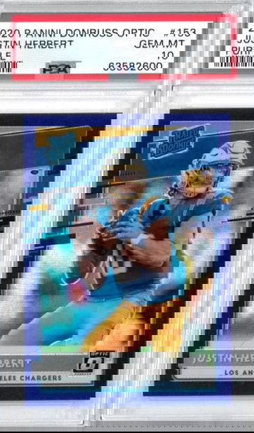 2020 Panini Optic Purple Prizm #/50 Justin Herbert PSA 10 (One and only PSA 10)