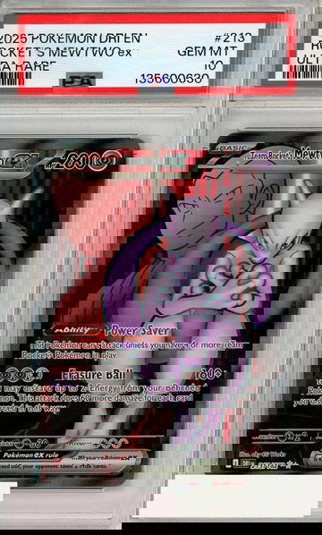 2025 POKEMON DRI EN-DEST RIV ROCKETS MEWTWO EX #213 ULT RARE PSA 10