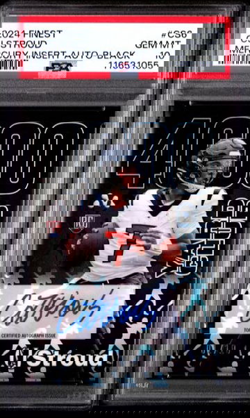 2024 TOPPS FINEST CJ STROUD MERCURY INSERT AUTO BLACK /10 #CS6 PSA 10