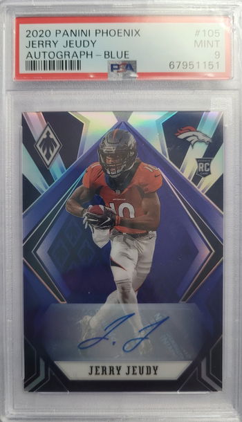 2020 Panini Phoenix Jerry Jeudy RC Auto Blue Psa 9 #105 