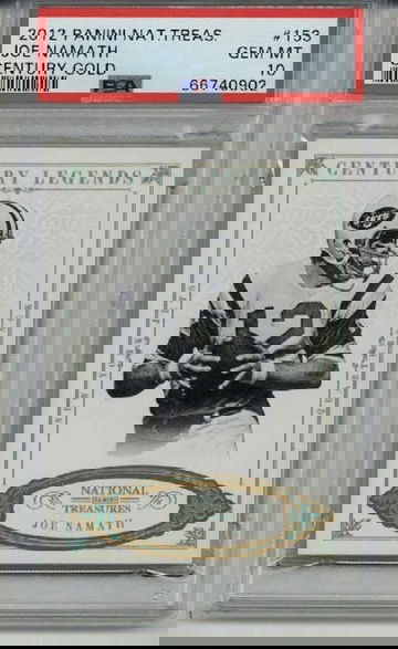 2012 PANINI NATIONAL TREASURES CENTURY GOLD #153 JOE NAMATH /10 PSA 10 LOW POP