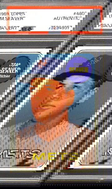 1969 Topps #480, Tom Seaver Signed PSA DNA Auto Vintage