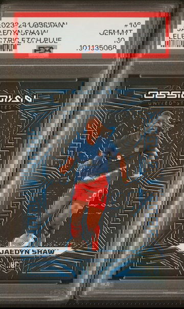 2023 PANINI OBSIDIAN JAEDYN SHAW #/20 ELECTRIC ETCH BLUE #16 RC ROOKIE PSA 10
