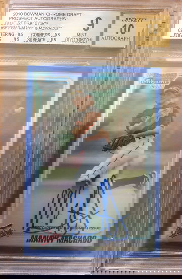 Manny Machado blue refractor BGS 9 auto 10