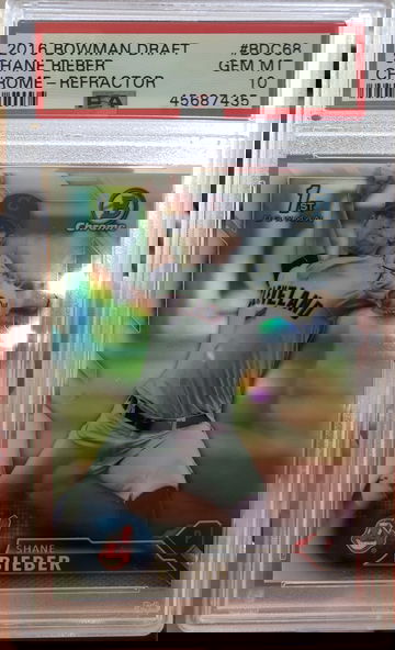 2016 Bowman Draft Chrome Shane Bieber Refractor PSA 10