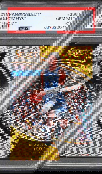 2018 Panini Select De’Aaron Fox Gold Prizm serial numbered 9/10, PSA 10! POP 3!
