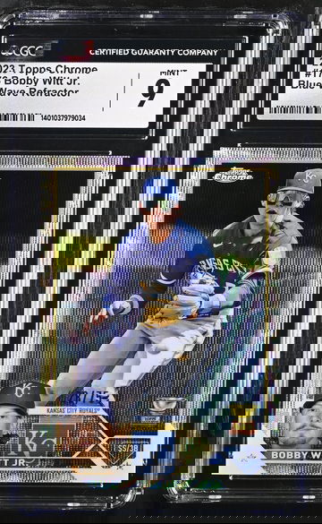 2023 TOPPS BOBBY WITT JR. CHROME BLUE WAVE REFRACTOR #176 CGC 9 BS.E1.27