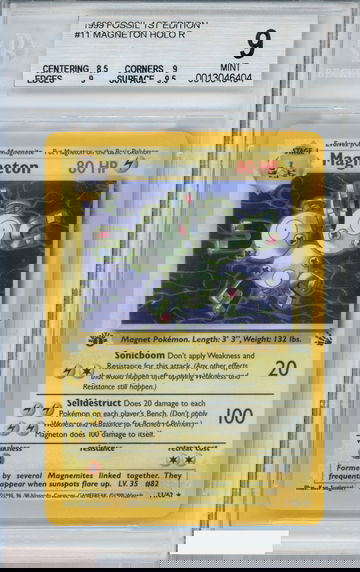 1999 POKEMON FOSSIL 1ST EDITION MAGNETON HOLO R #11 BGS 9 MINT