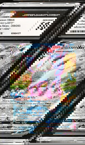 2021 Pokémon Evolving Skies Alt Art Glaceon VMAX #209/203 Secret Rare CGC 10