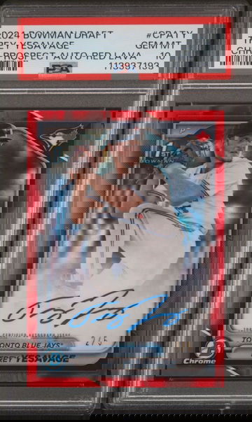 2024 Bowman Draft 1st auto /5 Red Lava Trey Yesavage PSA 10 /5 
