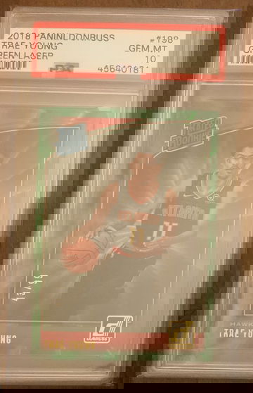 Trae Young 2018 Donruss GREEN LASER RC 43/99 PSA 10 Hawks